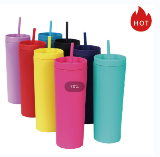 Double -layer plastic straw cup 