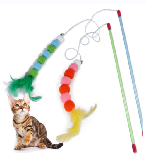 猫咪羽毛铃铛逗猫棒 