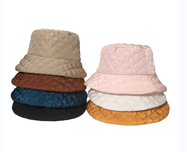 羽绒夹棉格子盆帽 