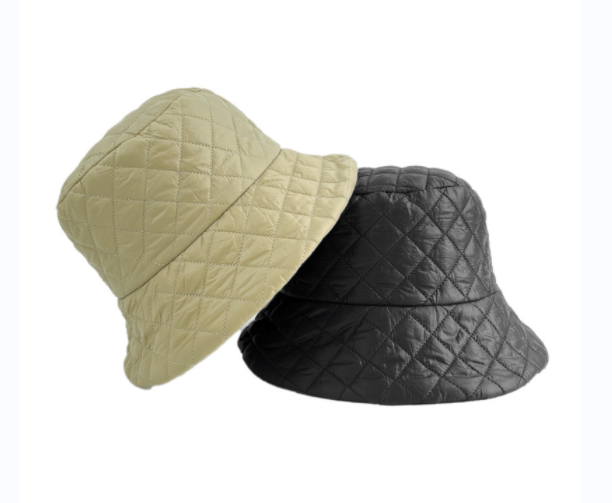 格子夹棉护耳遮阳帽子 