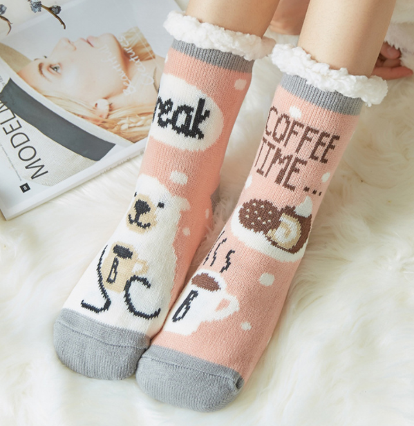 加绒加厚地板袜 