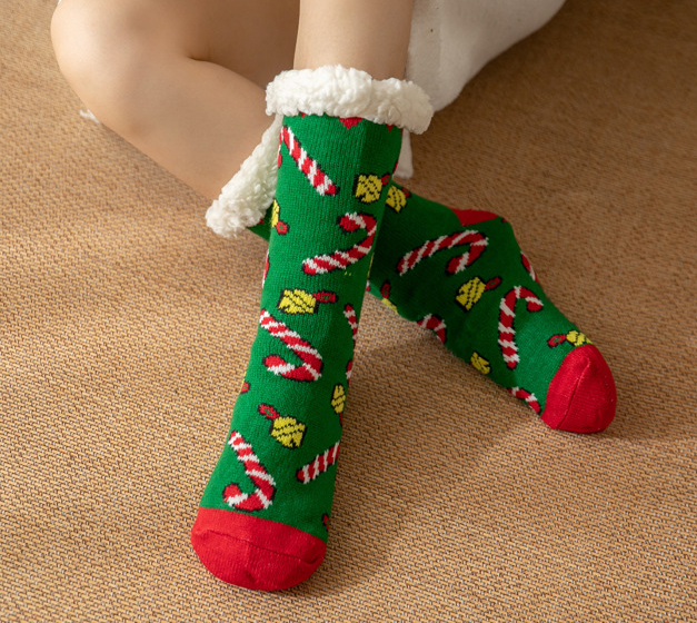 加绒加厚地板袜 