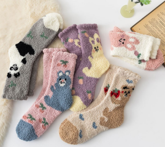 半边绒/珊瑚绒袜子 