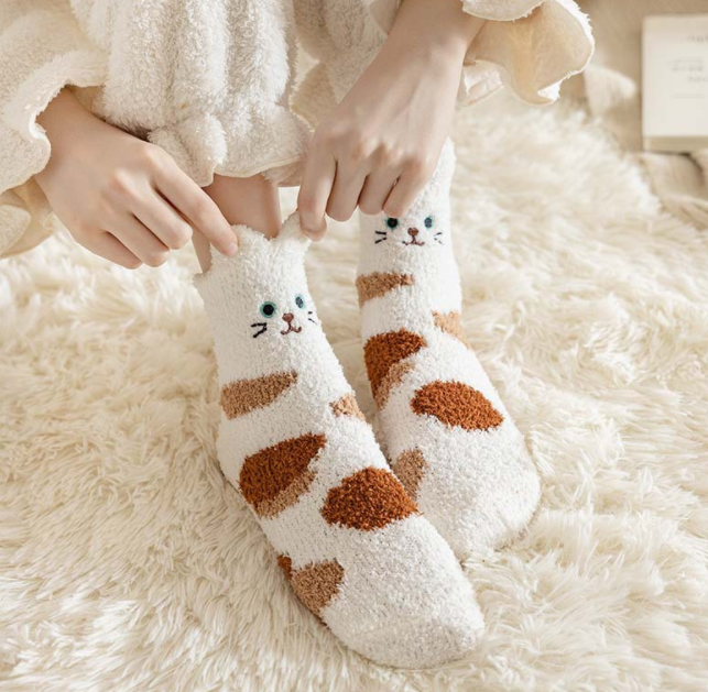 半边绒/珊瑚绒袜子 