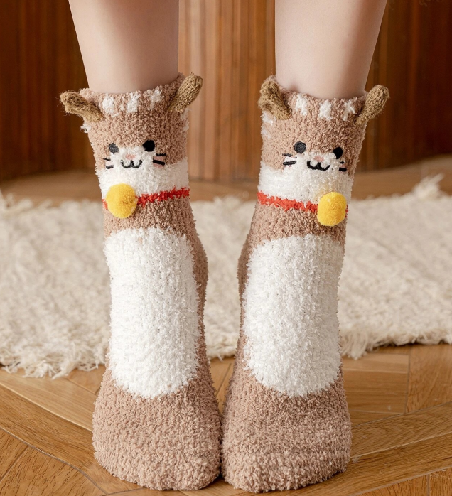 半边绒/珊瑚绒袜子 