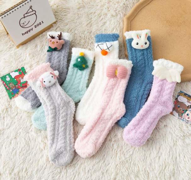 半边绒/珊瑚绒袜子 