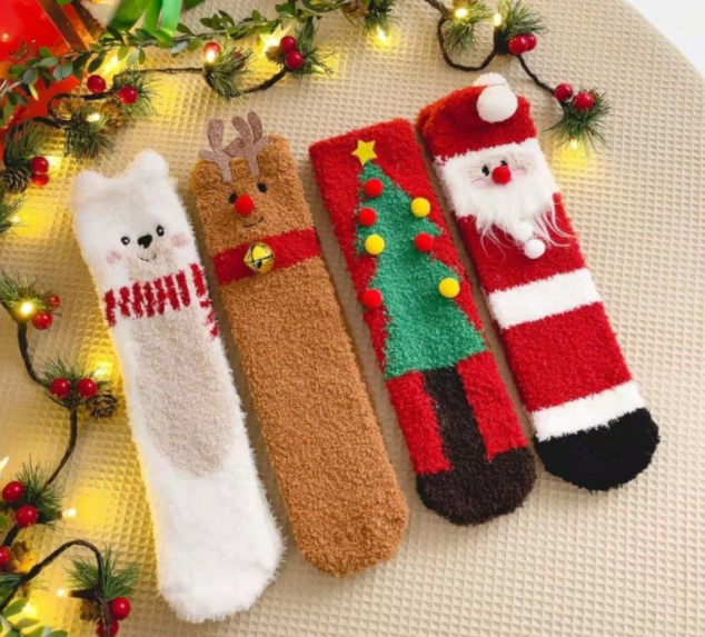 半边绒/珊瑚绒袜子 