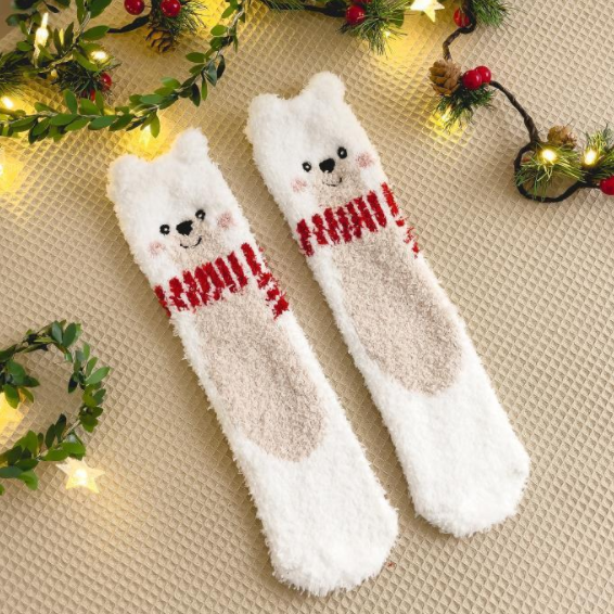 半边绒/珊瑚绒袜子 