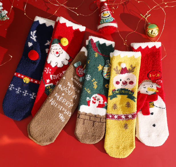 半边绒/珊瑚绒袜子 