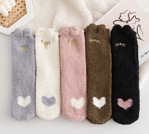 半边绒/珊瑚绒袜子 