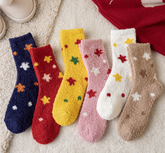 半边绒/珊瑚绒袜子 