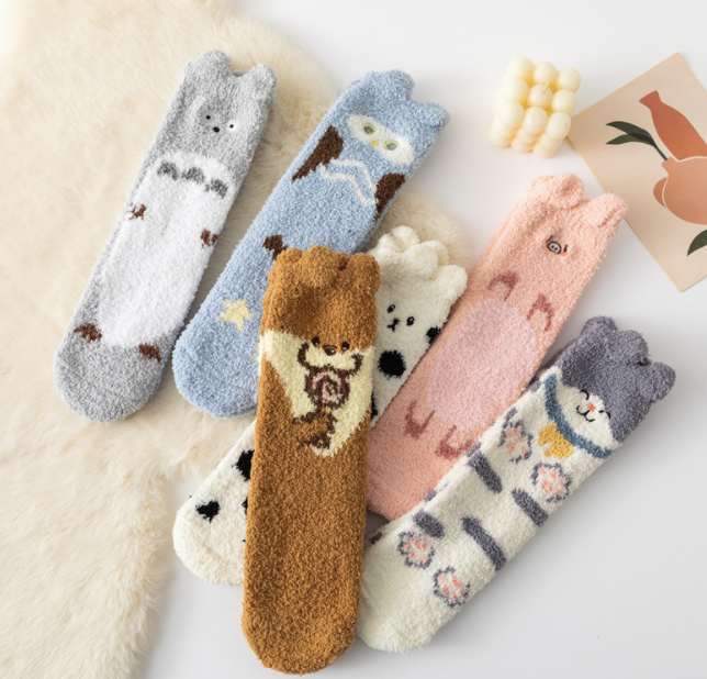 半边绒/珊瑚绒袜子 